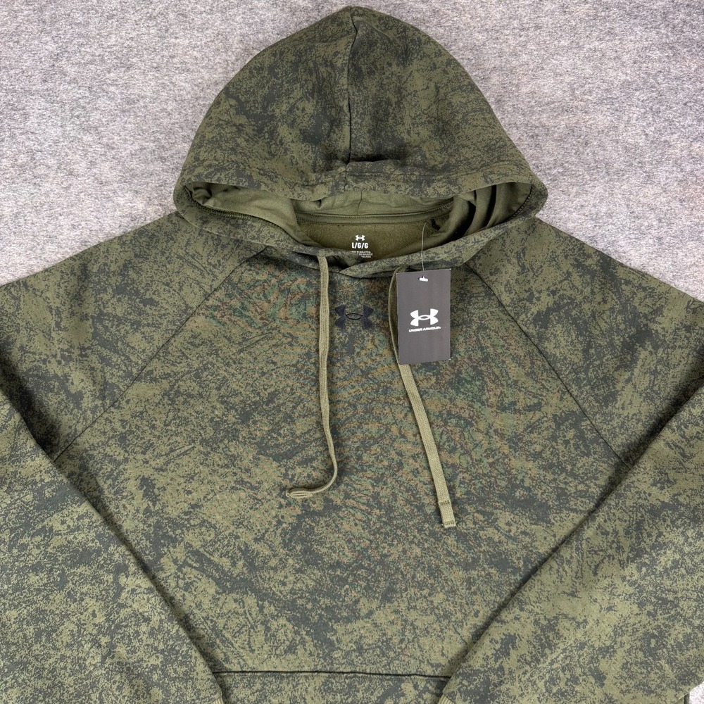 Under Armour Rival Fleece Camo Printed Hoodie Pullover Green Mens Large L